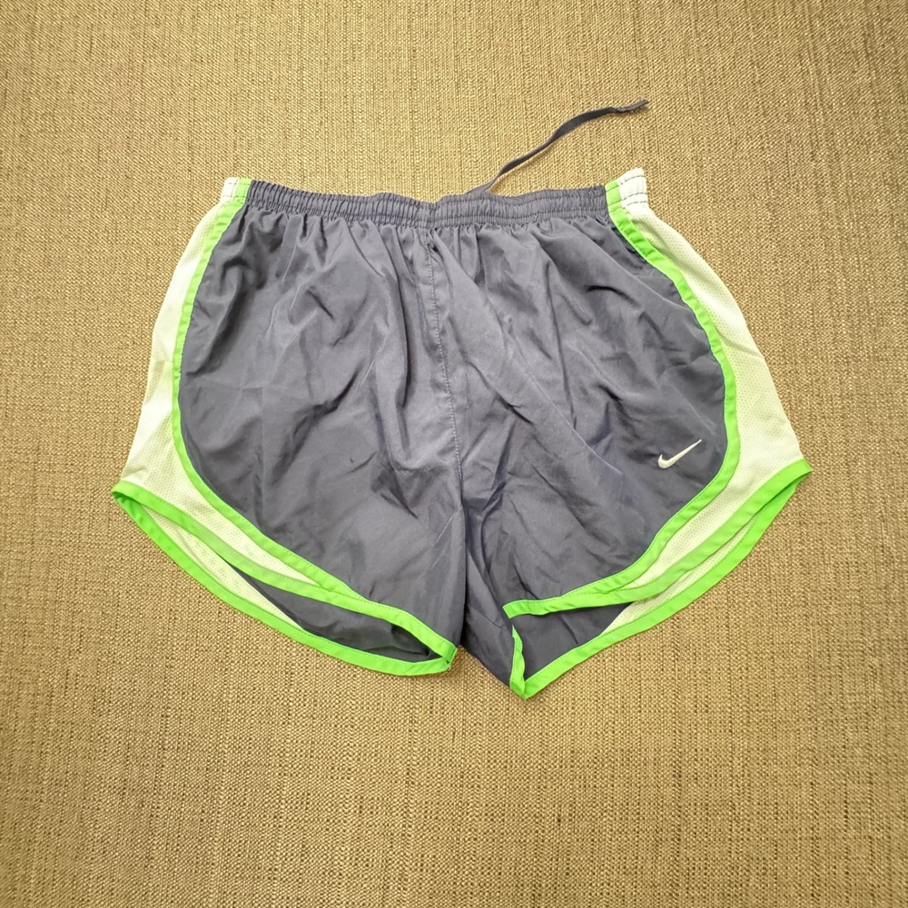 Nike Dri-FIT Tempo Running Shorts Grey Lime Green White Womens Size M